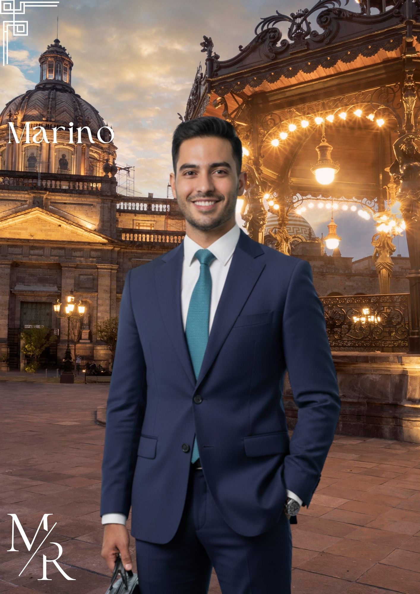 Traje azul marino liso